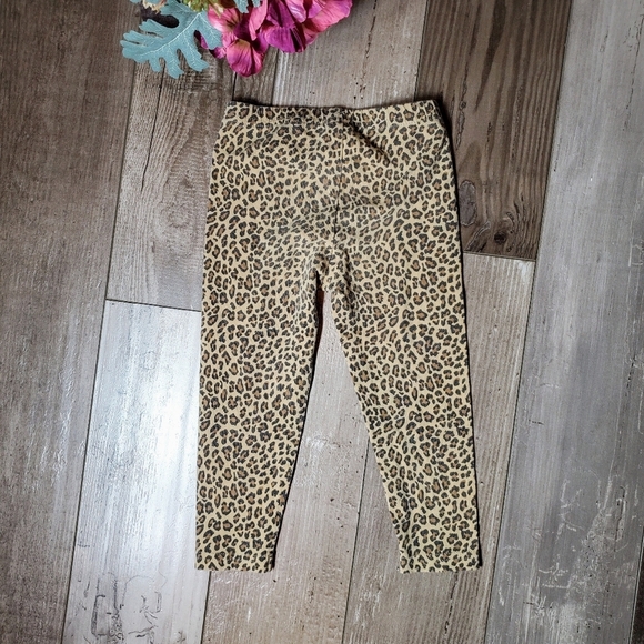 Carter's SIze 18m Tan and Black Leopard Print Animal Print Toddler Girl Leggings - Picture 2 of 7